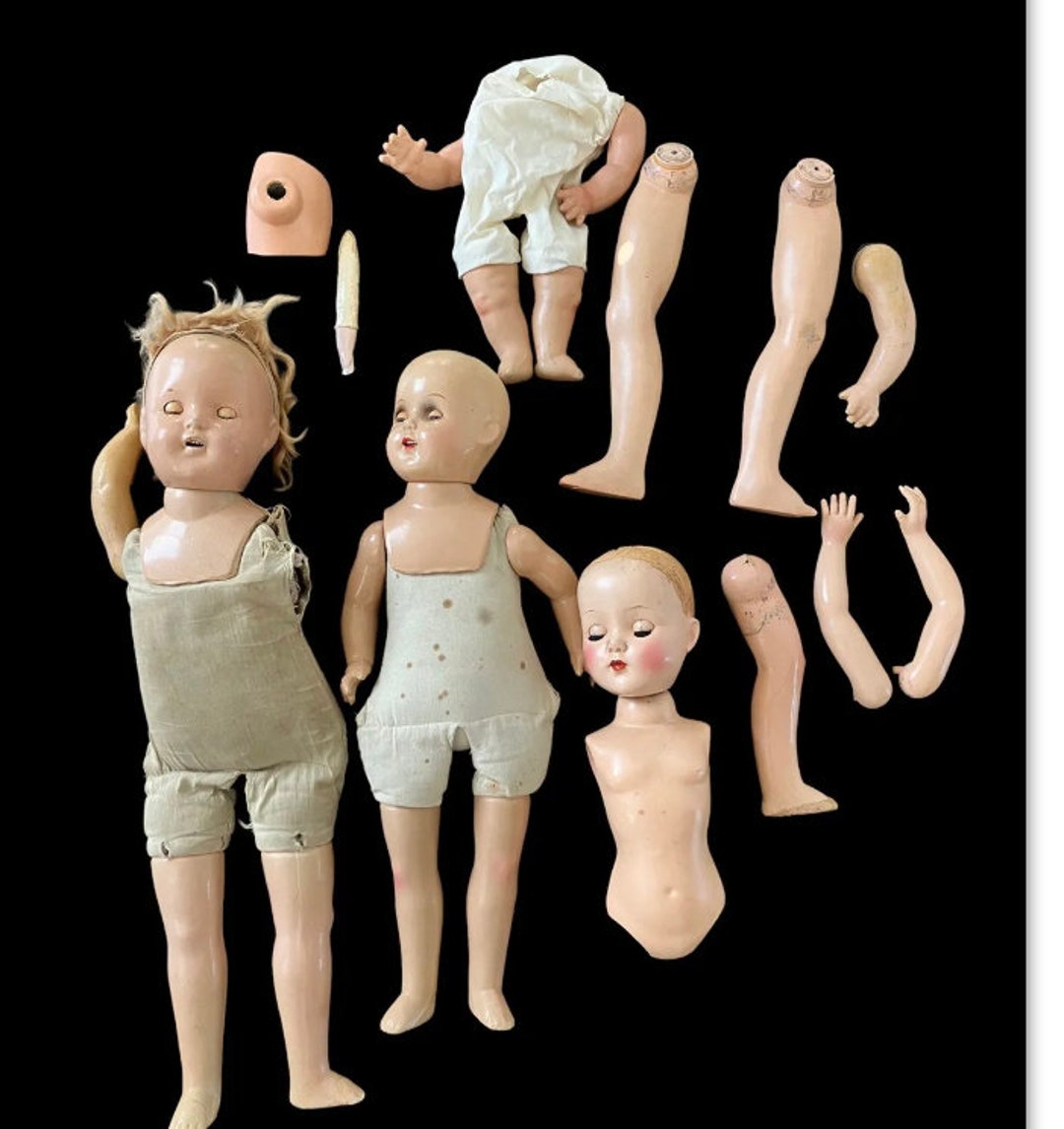 Antique Vintage Doll Parts Heads Legs Arms Etsy