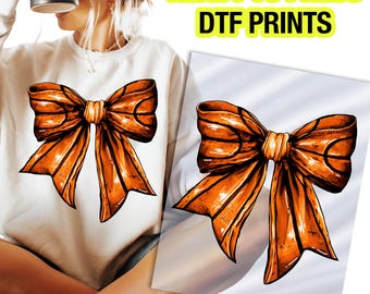Basketball DTF Transfer Prints, Coquette Basketball DTF Transfer, Basketball Bow DTF Heat Transfer