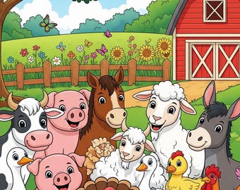 Farm Animals Coloring Book: Kids' Printable Art Activity (Digital Download)