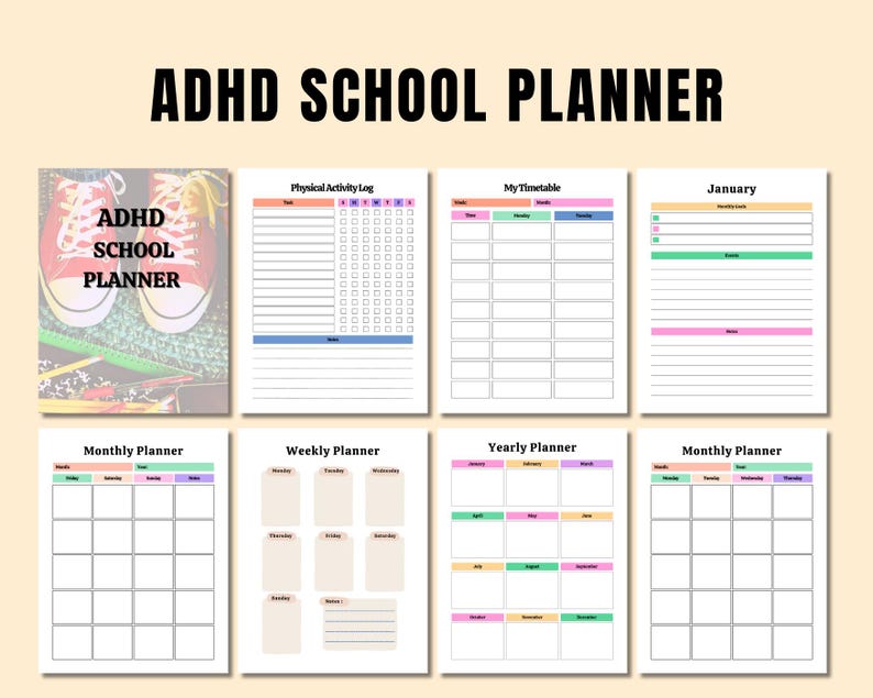 ADHD School Planner Printable: Daily & Weekly Student Planner for Focus ...