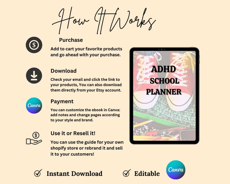 ADHD School Planner Printable: Daily & Weekly Student Planner for Focus ...