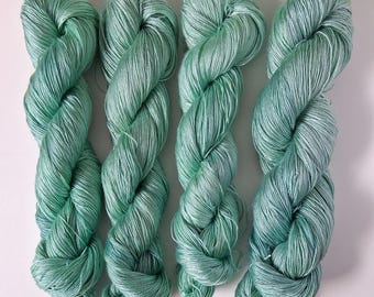 Tencel Lyocell Yarn Hand Dyed in Light Mint Green – 100g / 300m – Vegan Silk Fingering Weight