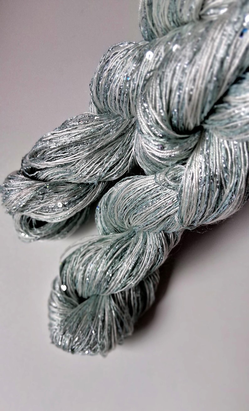 Tencel Sparkle Yarn Set, Glitter Sequins Yarn, Fingering Weight Yarn, 5 Skeins, Luxury Knitting Crochet Yarn image 1