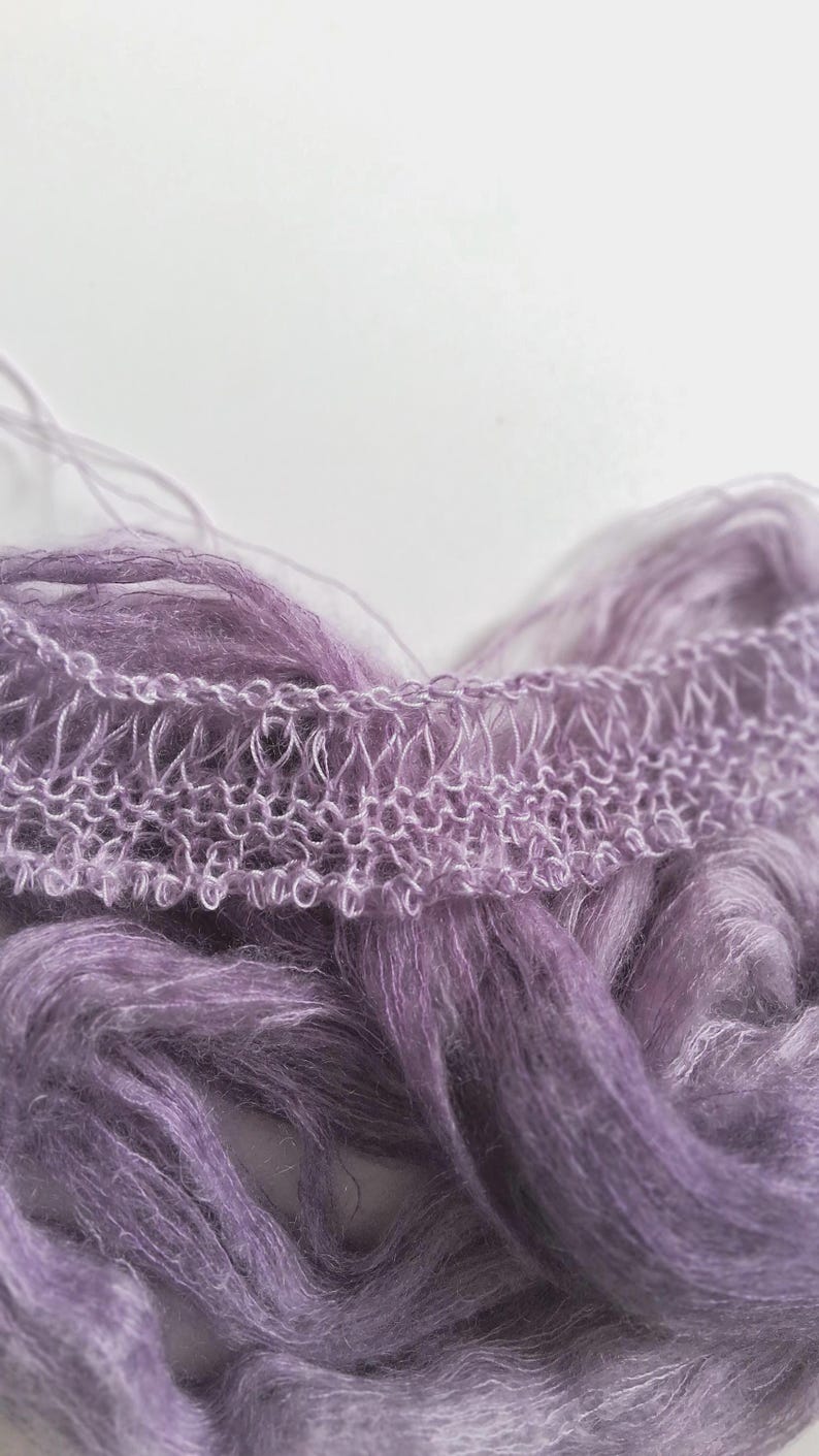 Conjunto de hilo Lavender Mist – Paquete de hilo de mohair, seda y Tencel teñido a mano, conjunto de punto lila suave, suéter de lujo, 375 g imagen 6
