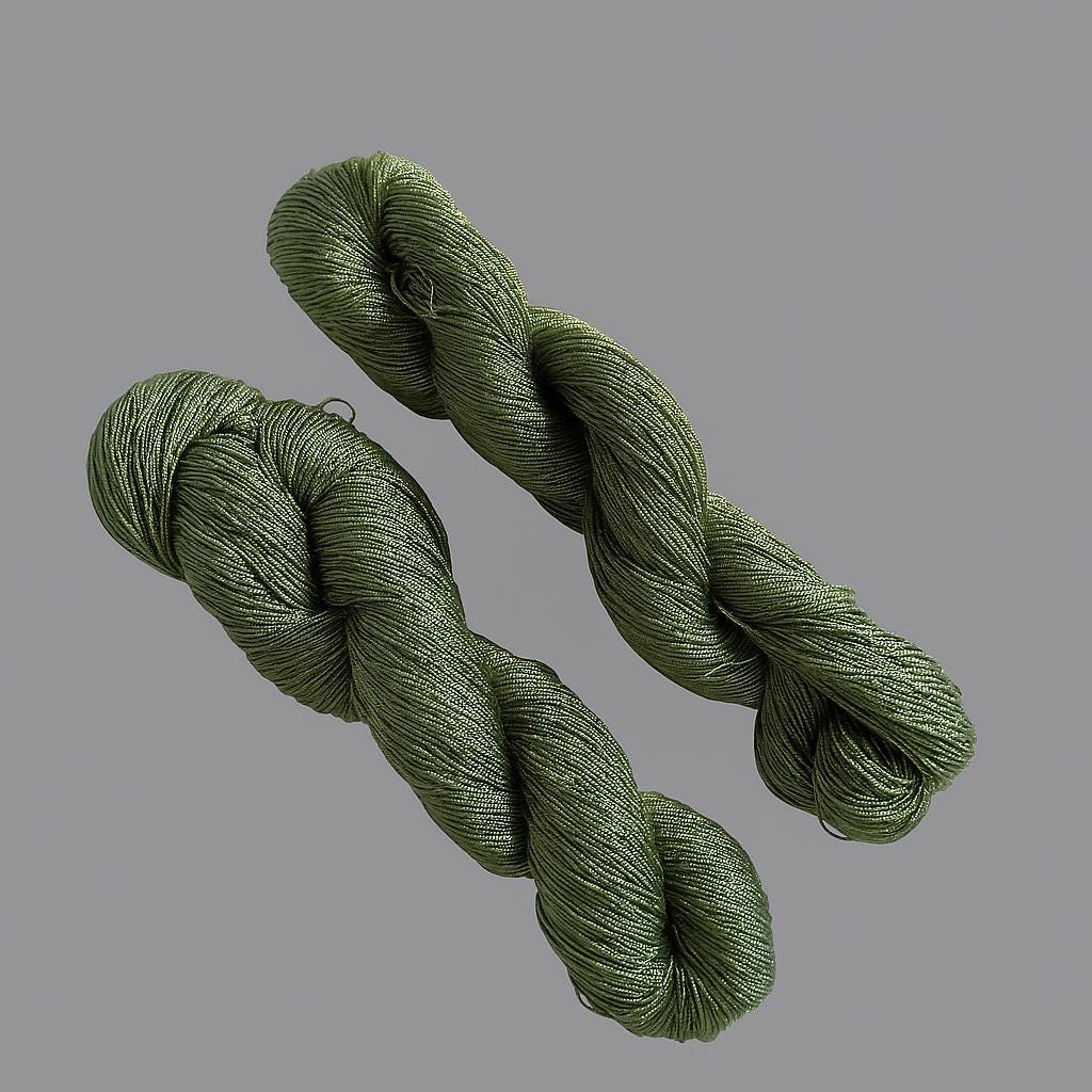 Forest Moss Hand-Dyed Tencel Yarn – 3 Skeins / 380 g, Silky Sheen