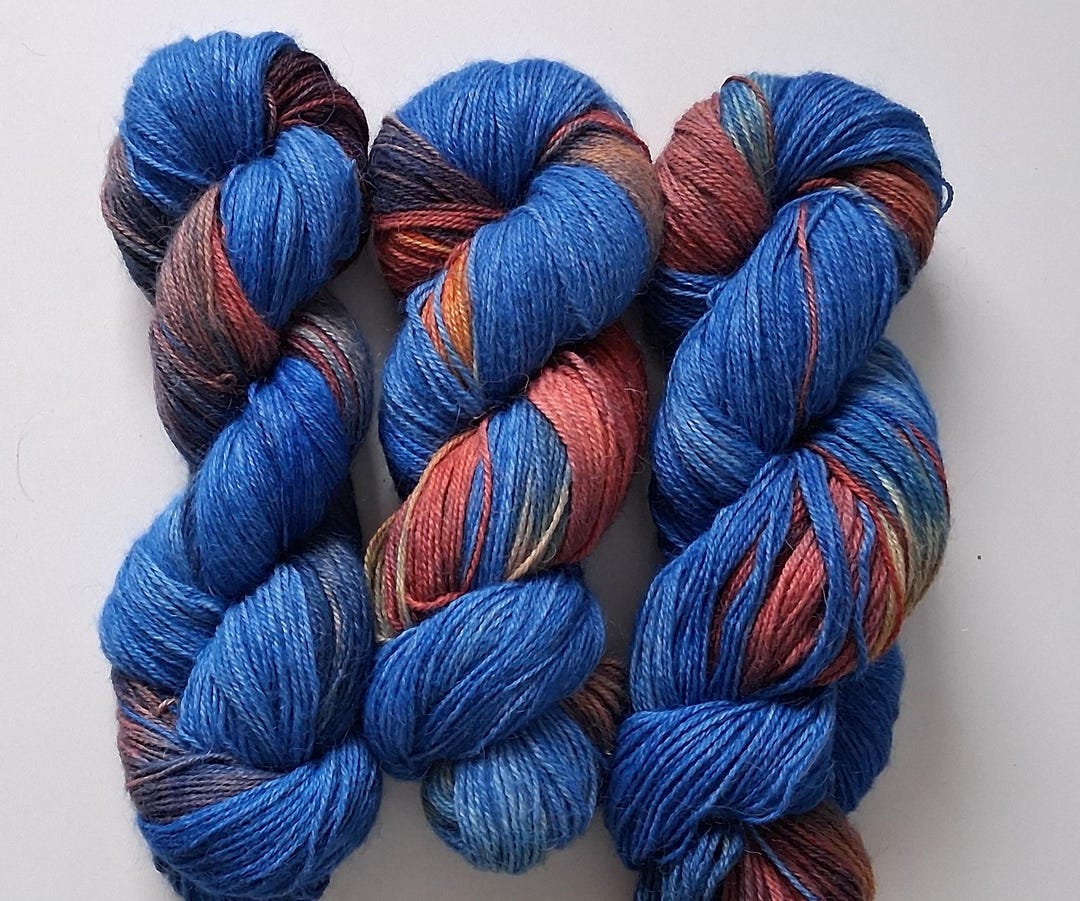 Gradient Alpaca Yarn Set – Hand Dyed Fire & Sky – 3 Skeins 300g – Soft ...