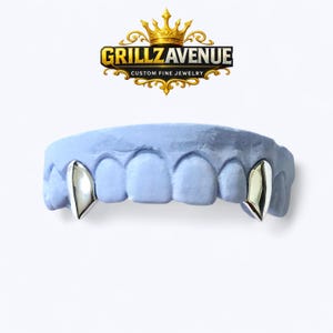 Custom FIT Grillz 2pc with Extended Fangs (925 Sterling Silver/Free Mold Kit)