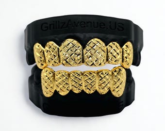 Custom FIT Grillz Diamond Cuts/Diamond Dust (925 Sterling Silver/Free Shipping/ Free Mold Kit)