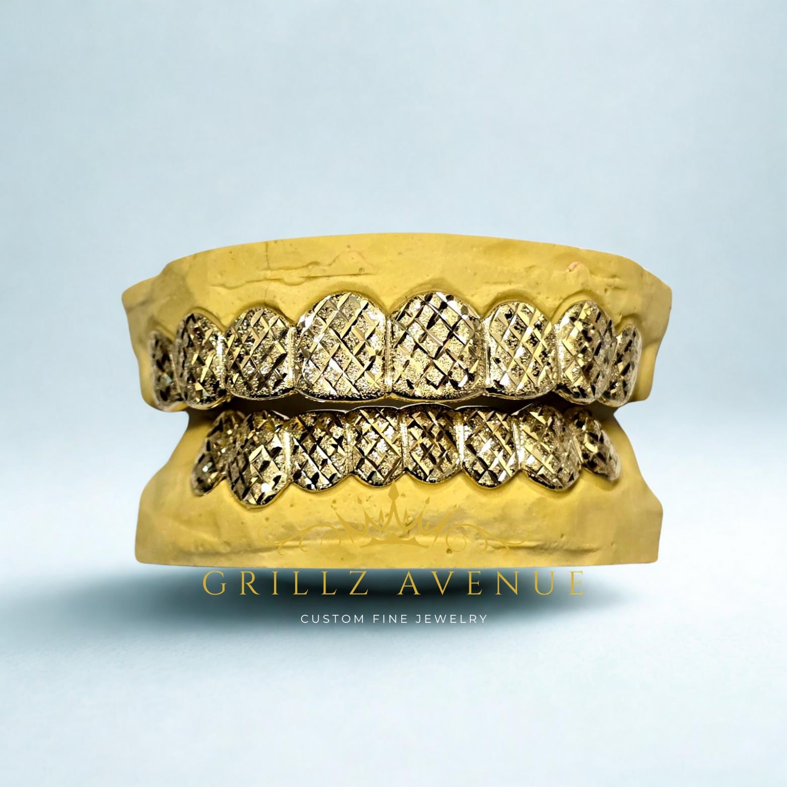 Custom FIT Grillz REAL 10k GOLD Diamond Cuts/Diamond Dust (Yellow Gold/White Gold/Rose Gold/Free Shipping/ Free Mold Kit)