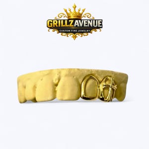 Custom FIT Grillz 2pc with Open Face and 3D Cross (925 Sterling Silver/Free Mold Kit)