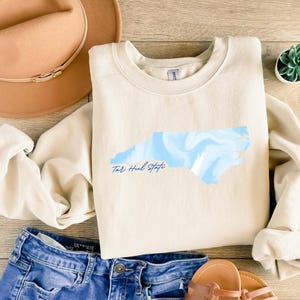 Tar Heel State Crewneck Sweatshirt: North Carolina Pride, Gildan 18000