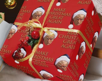Trump Wrapping Paper – 4 Sheets | Funny Patriotic Gift Wrap for Conservatives, Republicans & Trump Fans