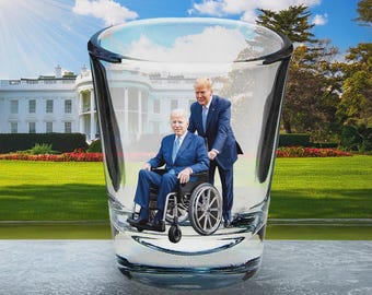 Trump “Retires Biden” Shot Glass – 1.5oz Political Humor Barware | Conservative Gift for Republicans, Trump Fans & Patriots