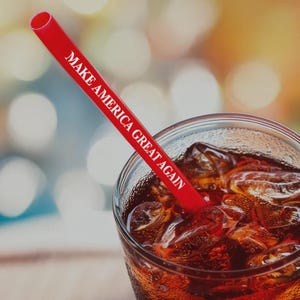 MAGA Plastic Disposable Straws – Pack of 25 | Patriotic Red Straws for Events, BBQs, Tailgates & Parties