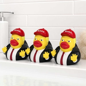 Trump Rubber Duck with MAGA Hat | Funny Political Bath Toy | Trump Supporter Gift | Patriotic Collectible Duck | Novelty Desk Decoration