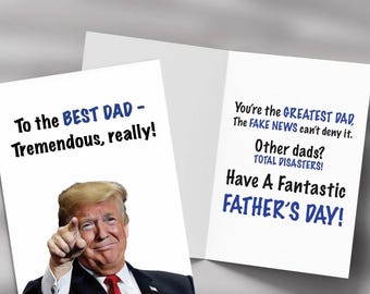 Trump Father&#39;s Day Card – &quot;The FAKE NEWS Can&#39;t Deny It!&quot; | Funny Political Greeting Card | 5x7&quot; with Envelope | Patriotic Dad Gift