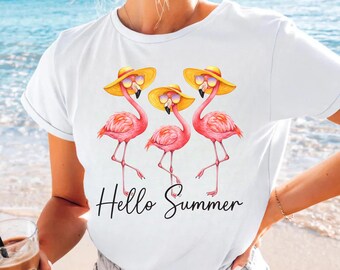 Flamingo Summer PNG, Beach Vacation Design (Instant Download)