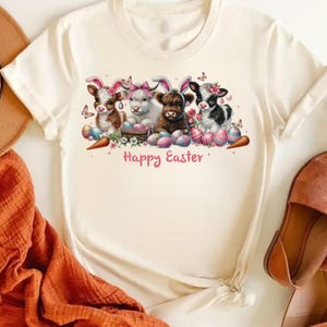 Vaca de las Tierras Altas del Día de Pascua PNG, Linda Vaca de Pascua Png, Retro Pascua Png, Diseño de Sublimación de Feliz Pascua, Descarga Digital