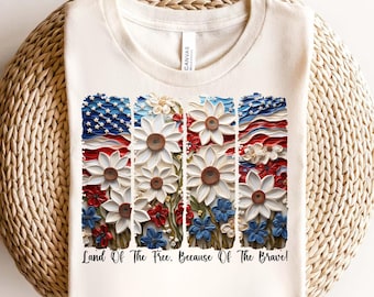 Floral American Flag PNG, 4th of July, Patriotic Sublimation (Digital Download)