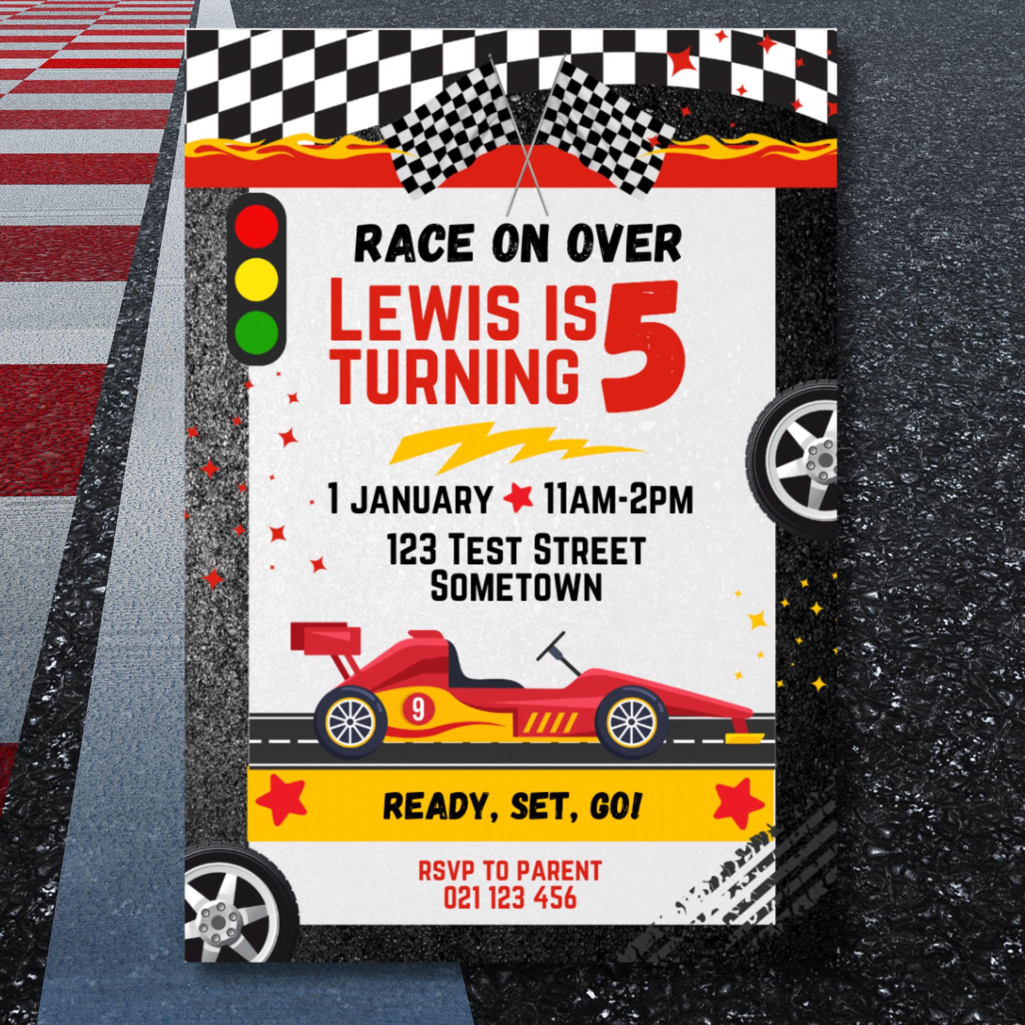 Invitations In Racing Example Race Car Party Invite, Two Fast Birthday Invitation, Canva Template ...