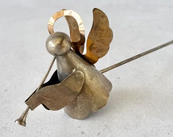 Vintage Brass Angel Candle Snuffer with Trumpet, Winged Figurine | Holiday Mantel Decor