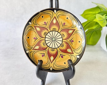 Vintage Colombian Hand Painted Wooden Plate, Cartagena Folk Art | Wall Decor Medallion