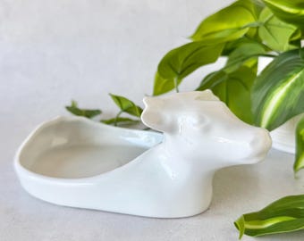 Vintage Apilco France Porcelain Cow Dish, Figural Farmhouse Serving Tray 984