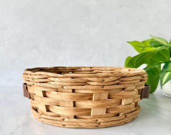 Vintage Pyrex Woven Basket Carrier with Leather Handles | For 024, 624, 684 Casserole Dishes