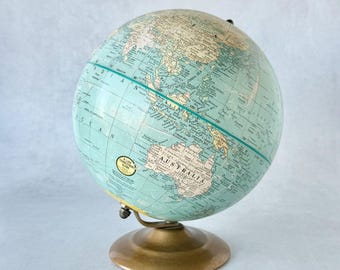 Vintage George F. Cram Co. 9-Inch Terrestrial Globe No. 90, 1980s USA | Desk Globe Decor