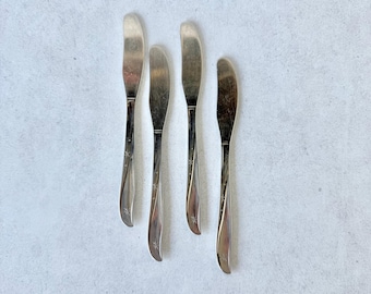 Oneida Community Twin Star Stainless Butter Knives Set of 4 | Atomic Starburst MCM Flatware