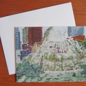 Chicago aquarel notitiekaart, Buckingham Fountain