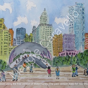 Stampa di Chicago, The Bean, Millennium Park, 8,5" x 11"