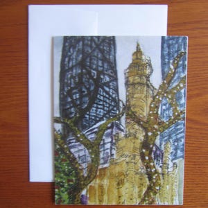 Chicago Watercolor Note Card, Chicago Water Tower