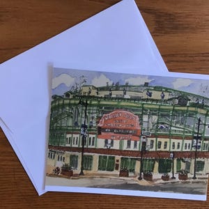 Carton de correspondance aquarelle Chicago, Wrigley Field