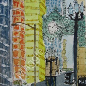Impressão de Chicago, icônica State Street Chicago, 8,5” x 11”