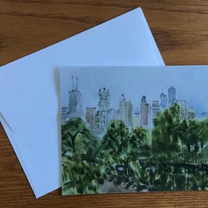 Chicago Watercolor Note Card, Chicago Skyline