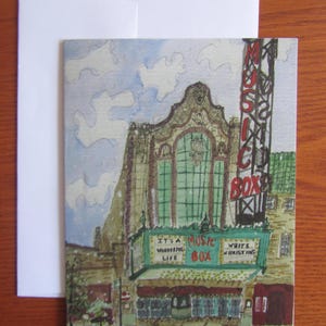 Cartão de nota de aquarela de Chicago, Music Box Theatre