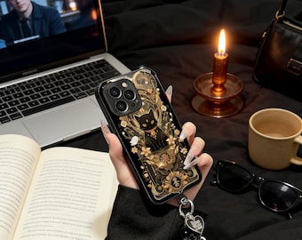 Midnight Luck Cute Cartoon Lucky Black Cat Glass Phone Case: Shockproof, Unique Cover for Daily/Casual Use – Ideal for Women & Students