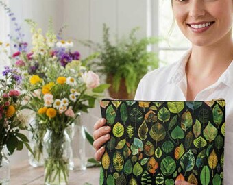 Nature-Inspired Leaf Accessory Pouch, Eco-Friendly Makeup Bag, Travel Organizer, Botanical Gift