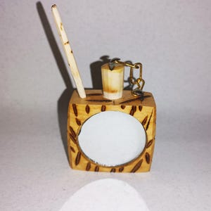 Marockansk trä Kohl-flaska Traditionell Naturlig Kohl Container Mascara Eyeliner - مكحلة مغربية