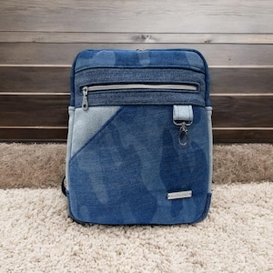 Sac à bandoulière en denim, sac messager en jean, pur denim bleu, sac en denim patchwork, denim décontracté, petit sac à bandoulière en denim, sac en jean recyclé