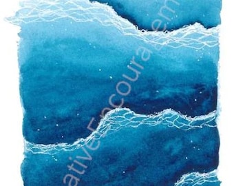 Lapping Waves – Ocean Watercolor Greeting Card | Coastal Art Stationery