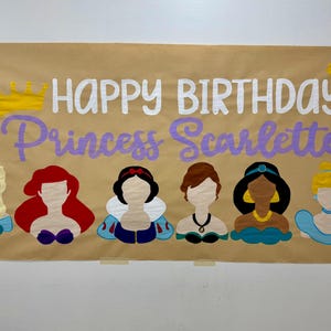 Hand Painted Princess Birthday Banner
