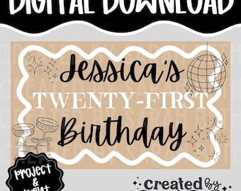 21. Geburtstag Banner Vorlage: Bearbeitbares DIY Canva Zeichen (Digitaler Download)
