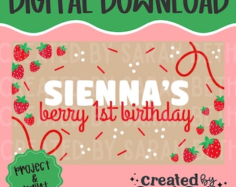 Beere Erster Geburtstag Banner Vorlage: Bemaltes Schild (Digitaler Download)