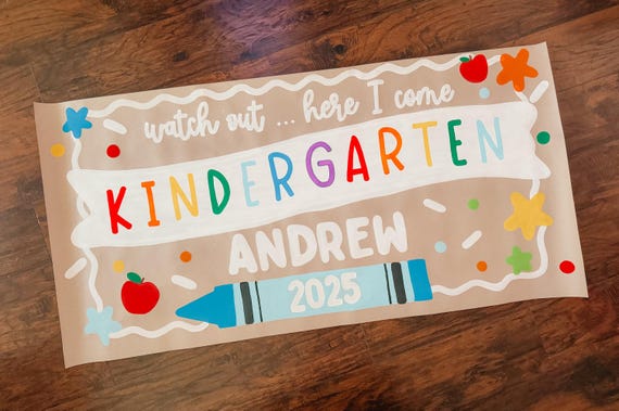 Hand Painted First Day of School Banner: Back To School Decoration