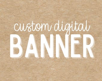 以下が含まれることがあります： テクスチャ加工されたベージュ色の背景に、白い文字で「custom digital BANNER」と書かれたデジタルバナーのデザイン。単語は太字のサンセリフ体で、「custom digital」は筆記体です。
