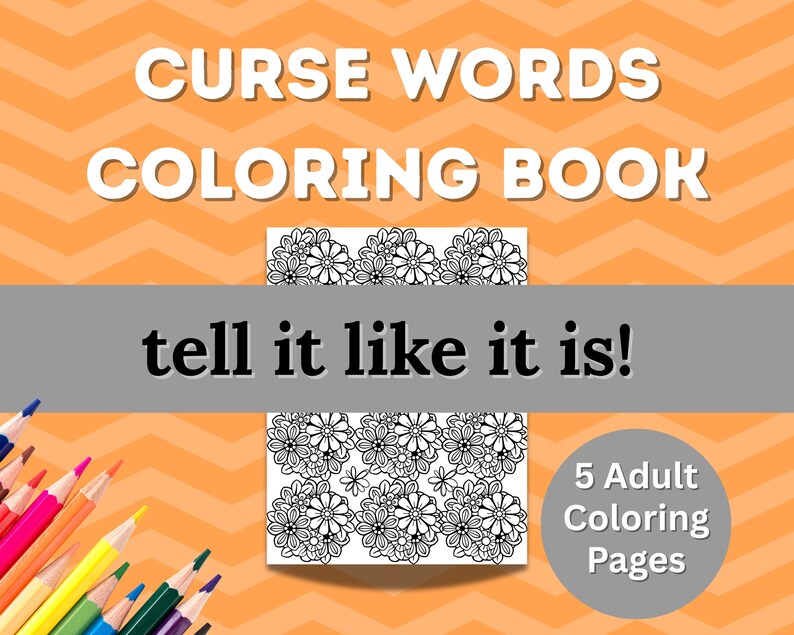 Curse Word Coloring Pages: Mature Content, Stress Relief (PDF) - Etsy