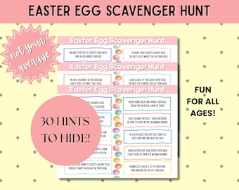 Printable Easter Egg Scavenger Hunt: 30 Clue Cards (PDF Download)
