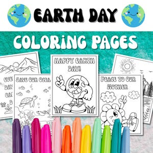 Retro Earth Day Coloring Pages: Kids Classroom Resource (PDF)